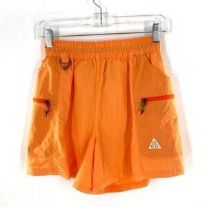 Nike ACG Death Bloom Cargo Short Orange High Rise Above Knee Length Womens Sz XS